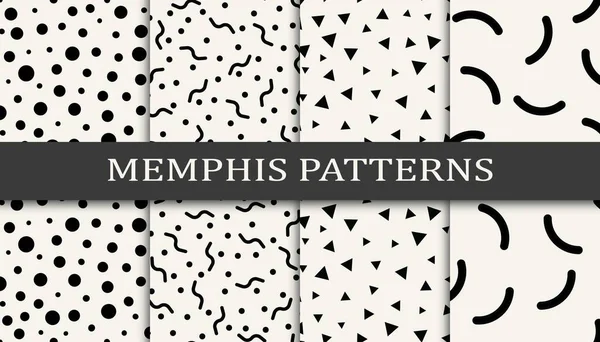 Memphis Gaya Geometris Pola Latar Belakang Set - Stok Vektor