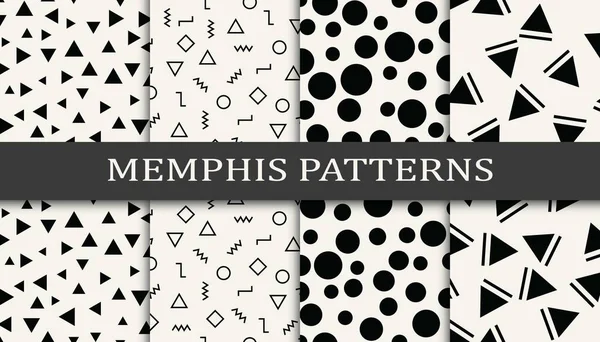 Conjunto Fondo Patrón Sin Costura Geométrica Estilo Memphis — Archivo Imágenes Vectoriales