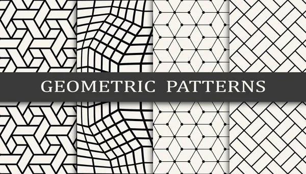 Svart Och Vitt Geometriskt Sömlöst Mönster Set — Stock vektor