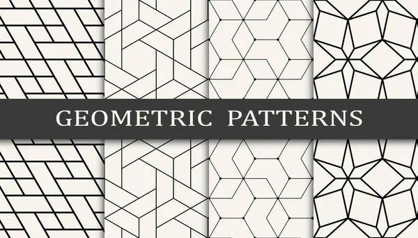 Seamless Geometric Grid Pattern Print Set Fashion Background Pattern Design — Stock Vector