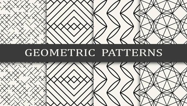 Conjunto Impresión Patrón Cuadrícula Geométrica Sin Costura Diseño Patrón Fondo — Archivo Imágenes Vectoriales