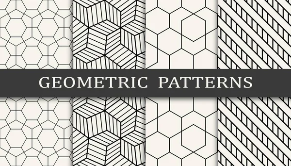 Seamless Geometric Grid Pattern Print Set Fashion Background Pattern Design — Stock Vector