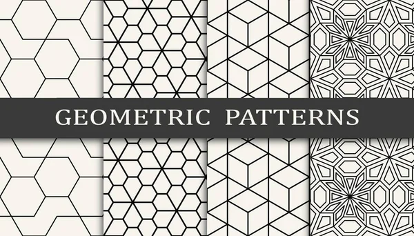 Conjunto Impresión Patrón Cuadrícula Geométrica Sin Costura Diseño Patrón Fondo — Vector de stock