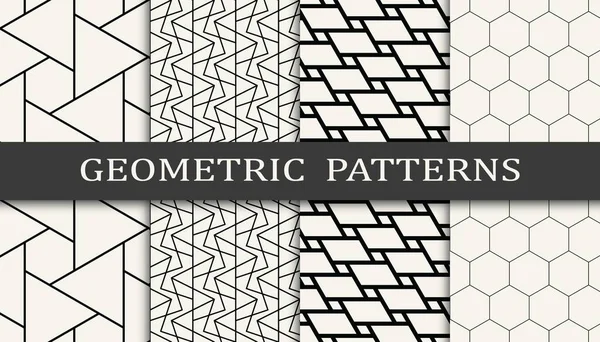 Безшовний Набір Шаблонів Геометричної Сітки Дизайн Модного Фону Векторні Ілюстрації — стоковий вектор
