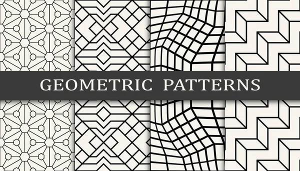 Conjunto Impresión Patrón Cuadrícula Geométrica Sin Costura Diseño Patrón Fondo — Archivo Imágenes Vectoriales