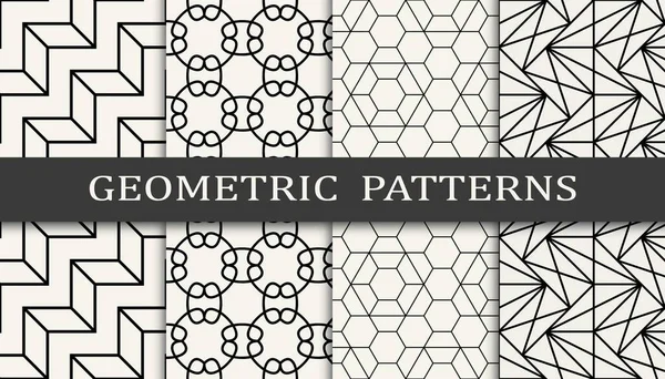 Sömlös Geometrisk Rutmönsteruppsättning Mode Bakgrund Mönster Design Vektorillustration — Stock vektor