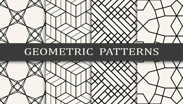 Conjunto Impresión Patrón Cuadrícula Geométrica Sin Costura Diseño Patrón Fondo — Vector de stock