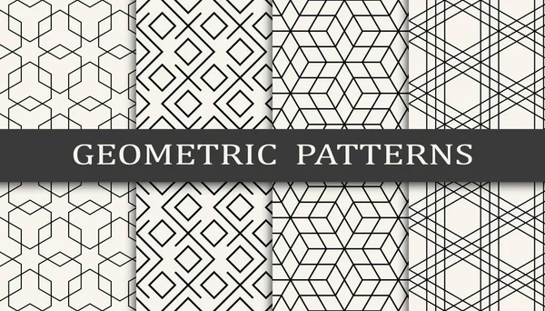 Conjunto Impresión Patrón Cuadrícula Geométrica Sin Costura Diseño Patrón Fondo — Archivo Imágenes Vectoriales