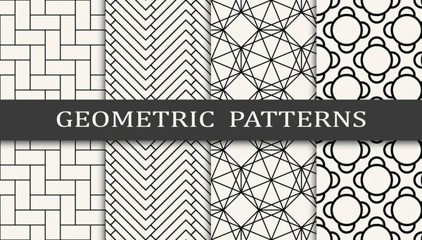 Seamless Geometric Grid Pattern Print Set Fashion Background Pattern Design — Stock Vector