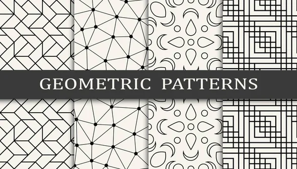 Seamless Geometric Grid Pattern Print Set Fashion Background Pattern Design — Stock Vector