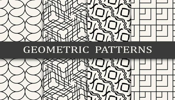 Conjunto Impresión Patrón Cuadrícula Geométrica Sin Costura Diseño Patrón Fondo — Vector de stock