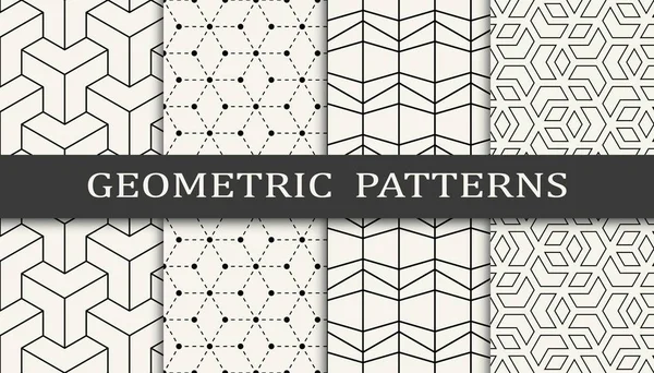 Conjunto Impresión Patrón Cuadrícula Geométrica Sin Costura Diseño Patrón Fondo — Archivo Imágenes Vectoriales