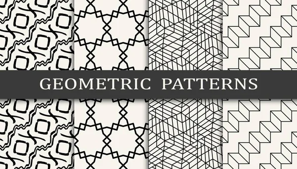 Conjunto Impresión Patrón Cuadrícula Geométrica Sin Costura Diseño Patrón Fondo — Archivo Imágenes Vectoriales