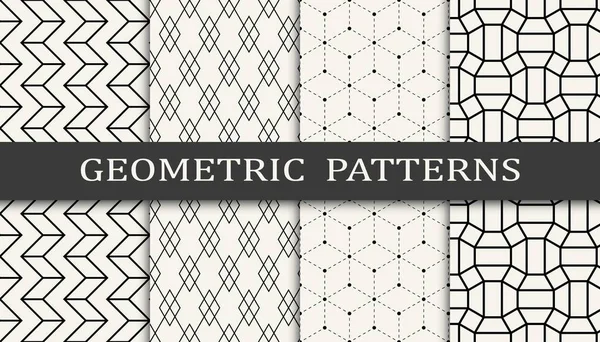 Seamless Geometric Grid Pattern Print Set Fashion Background Pattern Design — Stock Vector