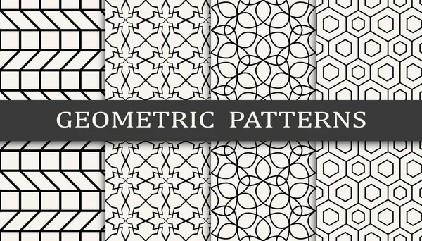 Seamless Geometric Grid Pattern Print Set Fashion Background Pattern Design — Stock Vector