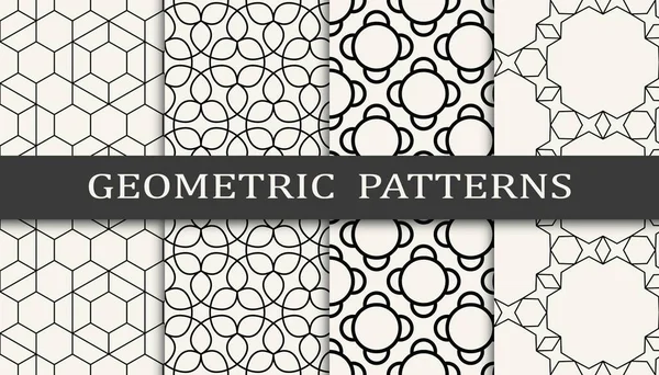 Naadloze Geometrische Rasterpatroon Print Set Mode Achtergrond Patroon Ontwerp Vectorillustratie — Stockvector