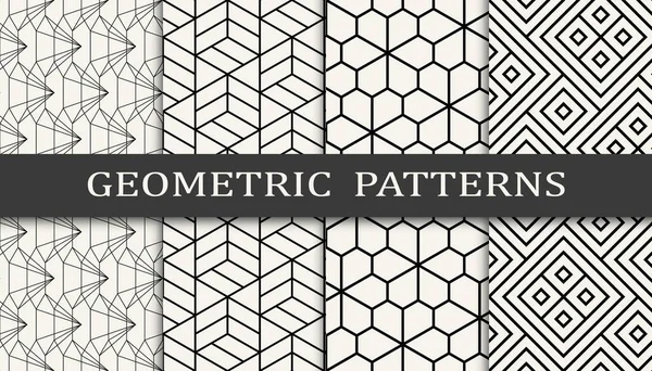 Naadloze Geometrische Rasterpatroon Print Set Mode Achtergrond Patroon Ontwerp Vectorillustratie — Stockvector