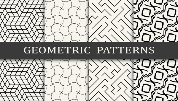 Набор Бесшовных Геометрических Сеток Печати Модный Дизайн Фона Векторная Иллюстрация — стоковый вектор