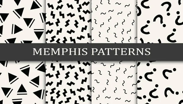 Kusursuz Memphis Tarzı Seti Soyut Arkaplan Deseni Tasarımı Garip Vektör — Stok Vektör