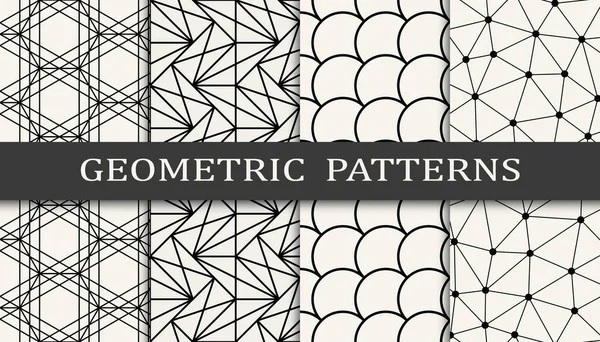 Seamless Geometric Grid Pattern Print Set Fashion Background Pattern Design — Stock Vector