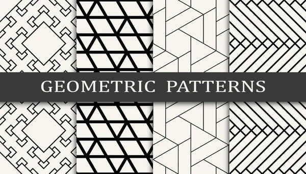 Conjunto Impresión Patrón Cuadrícula Geométrica Sin Costura Diseño Patrón Fondo — Archivo Imágenes Vectoriales