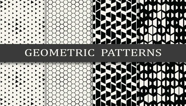 Geometric Seamless Background Halftone Pattern Set — Stock Vector