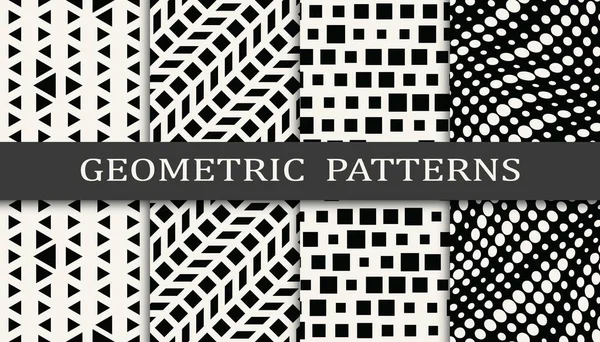 Geometrische Nahtlose Hintergrund Halbton Muster Gesetzt — Stockvektor