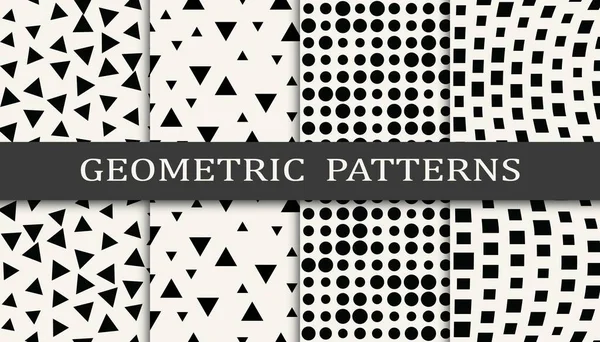 幾何学的なシームレスな背景ハーフトーンパターンセット — ストックベクタ