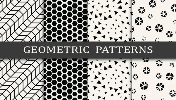 Set Geometric Seamless Patterns Abstract Memphis Style Graphic Design Pattern — Stock Vector