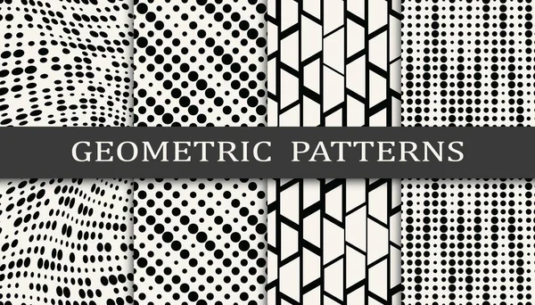 Set Geometric Seamless Patterns Abstract Memphis Style Graphic Design Pattern — Stock Vector