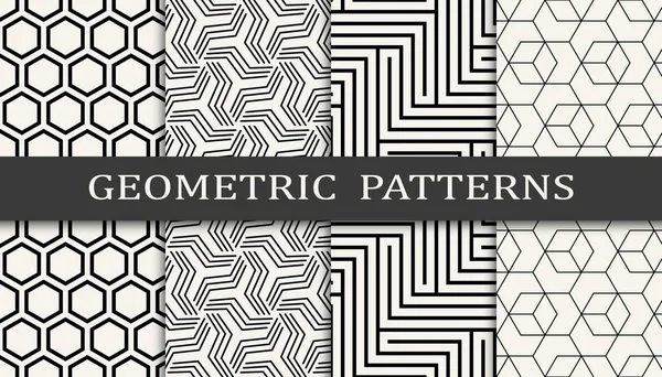Sada Geometrických Bezešvých Vzorů Abstraktní Geometrický Grafický Design Jednoduchý Vzor — Stockový vektor