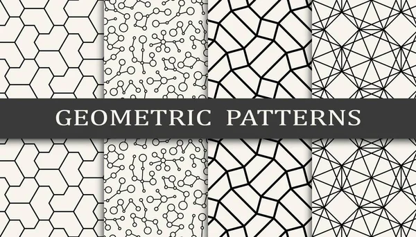 Satz Geometrischer Nahtloser Muster Abstraktes Geometrisches Grafikdesign Einfaches Muster Nahtloses — Stockvektor