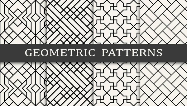 Satz Geometrischer Nahtloser Muster Abstraktes Geometrisches Grafikdesign Einfaches Muster Nahtloses — Stockvektor