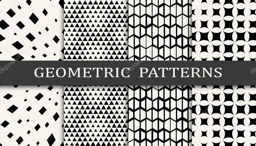 Set of geometric seamless patterns. Abstract memphis style graphic design pattern. Seamless memphis style pattern.