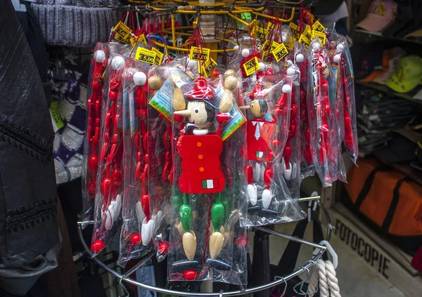 Veneza Itália Outubro 2017 Lembrança Tradicional Madeira Bonecos Pinóquio Itália — Fotografia de Stock