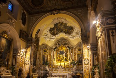 Sorrento, İtalya - 7 Mart 2018: Kilise Santa Maria delle Grazie Sorrento, iç