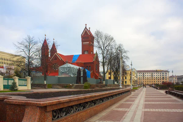 Catholic Church Simeon Helena Independence Square Minsk Belarus — Stock Photo, Image