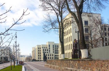 Minsk - 17 Kasım 2017. Bağımsızlık Meydanı Minsk, Beyaz Rusya