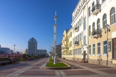 Minsk - 17 Kasım 2017. Bağımsızlık Meydanı Minsk, Beyaz Rusya