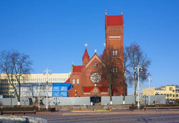 Minsk November 2017 Katholieke Kerk Van Simeon Helena Het Onafhankelijkheidsplein — Stockfoto