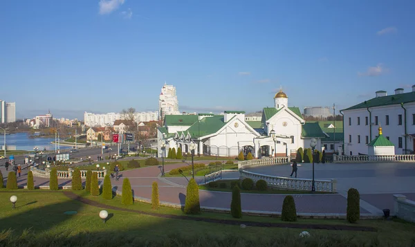 Minsk Noviembre 2017 Vista Del Río Svisloch Desde Casco Antiguo — Foto de Stock