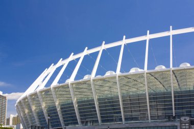 Kiev, Ukrayna - 11 Haziran 2018: Olimpiyat Stadı (Milli Güvenlik Olimpiysky) - Euro-2012 Futbol Şampiyonası Ana Stadyumu çatısı 