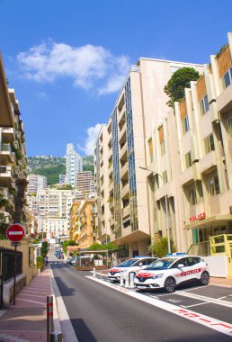Monaco, La Condamine - 22 Haziran 2018: Bölgesinde La Condamine Prensliği Monaco Cityscape