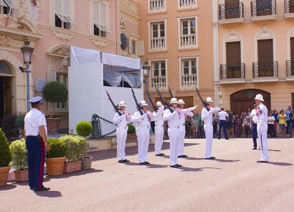 Monaco Monaco Ville Juin 2018 Changement Garde Royale Cours Château — Photo