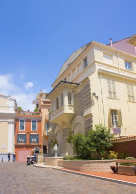 Monaco, Monaco-Ville - 22 Haziran 2018: Eski şehirde: Monaco-Ville, Monaco mimarisi