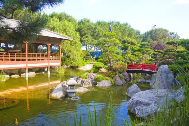 Monaco, Monte-Carlo - 22 Haziran 2018: Monte Carlo, Japon Bahçesi