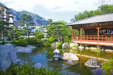 Monaco, Monte-Carlo - 22 Haziran 2018: Monte Carlo, Japon Bahçesi
