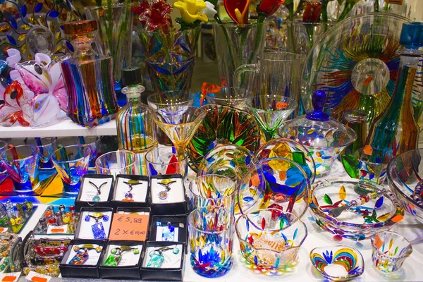 Veneza Itália Outubro 2017 Mostra Com Vidro Veneziano Murano Glass — Fotografia de Stock