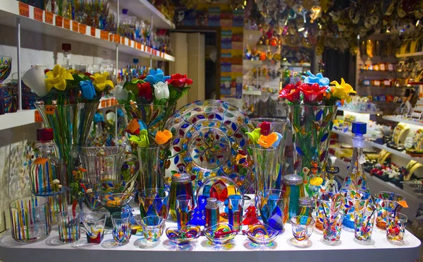 Veneza Itália Outubro 2017 Mostra Com Vidro Veneziano Murano Glass — Fotografia de Stock