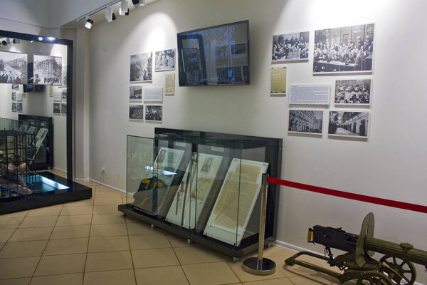 Vinnitsa, Ukraine - August 4, 2018: Interior of museum of "Historical and memorial complex of victims of Nazism" at the territory Werwolf (Stavka of Adolf Hitler) near Vinnitsa